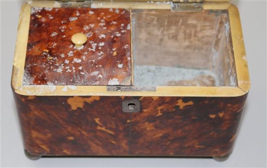 A Regency blond tortoiseshell tea caddy, 7in.